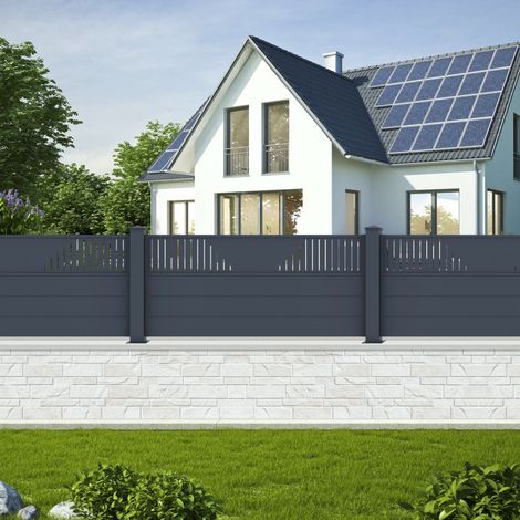 Clôture aluminium anthracite 190x89 cm X-Metal avec poteaux