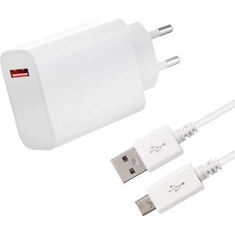 Chargeur Secteur Rapide USB2 33W + Cable USB pour Xiaomi Redmi 9C 6.53"/Xiaomi Redmi 9C NFC 6.53" - Blanc - Yuan Yuan - (1/4)