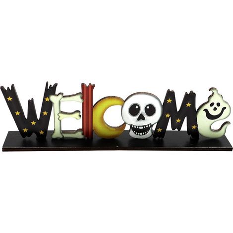 Halloween-Dekoration aus Holz: Kürbis, Skelett, Spinne, Fledermaus – Tischdekoration, Partydeko, Tischaccessoire (1/5)