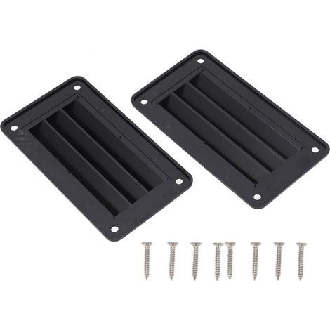 Lot de 2 grilles d'aération professionnelles pour camping-car, salle de bain, bureau, bateau, yacht, maison (noir) (1/5)