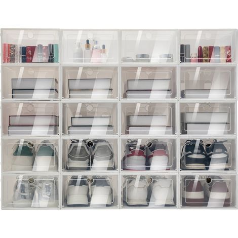 Cajas para zapatos, solución de almacenamiento plegable y apilable, 20 unidades. (1/2)