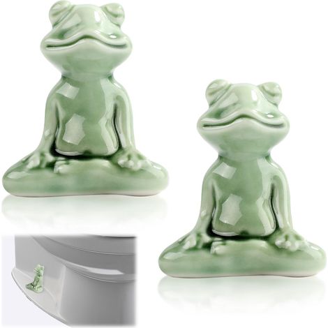 Ensemble de 2 Couvre-Vis de Toilette en Céramique avec Design de Grenouille Yoga, Charmantes Capuchons de Vis pour WC pour Décoration de Salle de Bain (1/5)