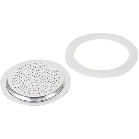 Pair Joint cafetiere italienne, Joint d'étanchéité en silicone et kit de remplacement de filtre pour cafetière expresso à moka (6 tasses) (1/5)