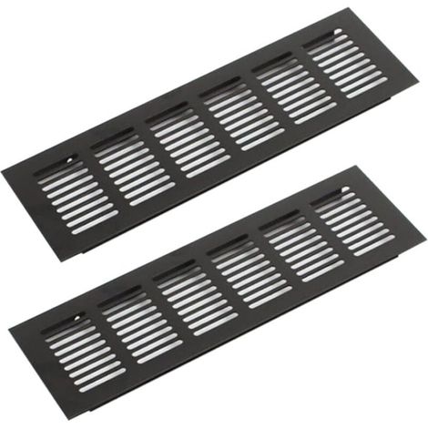 Grille Aération Aluminium 2 Pièces Grille d'Aeration Grille de Ventilation Rectangulaire Grille d'Aeration en Alliage Grille Daération Extérieure pour la Ventilation Noir 250 X 80mm (1/4)