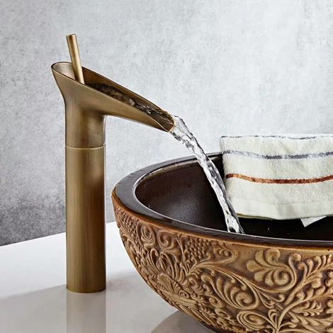 Robinet de lavabo en Laiton Noir Antique monté sur Bureau, Rotation à 360 degrés, poignée Unique, Robinet de lavabo de Toilette, Accessoires de Salle de Bains