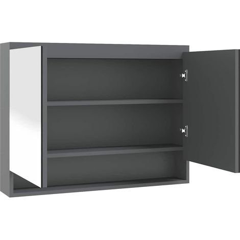 Maison Exclusive - Spiegelschrank fürs Bad 80x15x60 cm MDF Grau (1/5)