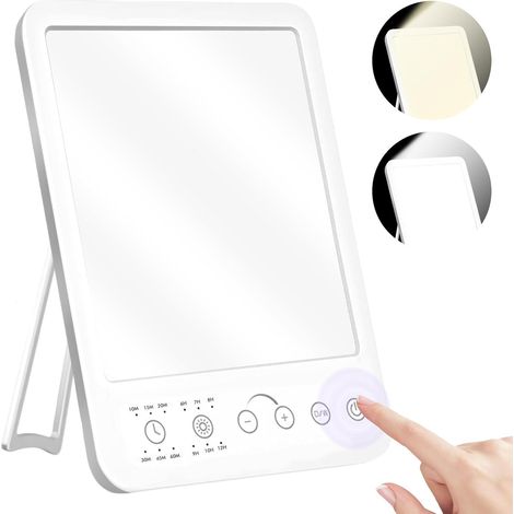 Lampe de lumière du jour 10000 Lux, lampe de thérapie par LED sans UV, lampe de lumière du soleil Daylight avec variateur, lampe à spectre complet pour bureau, bureau et maison