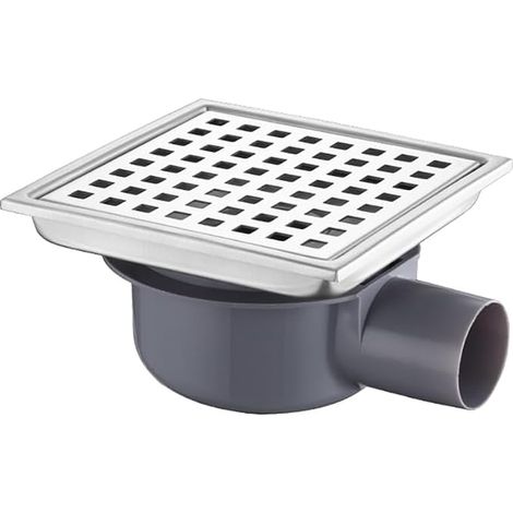 Caniveau de Douche Carré,15 15 Bonde de Douche, Siphon à 360, Siphon de Sol anti-odeur, Invisible, Utilisable en Positif et Négatif, Double Filtration, Peut être Carrelé, Argenté (1/5)