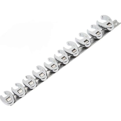 Jeu de 10 clés à œil de corbeau, tailles 10 à 22 mm, clés à douille métriques pour cliquet 3/8 po (1/4)
