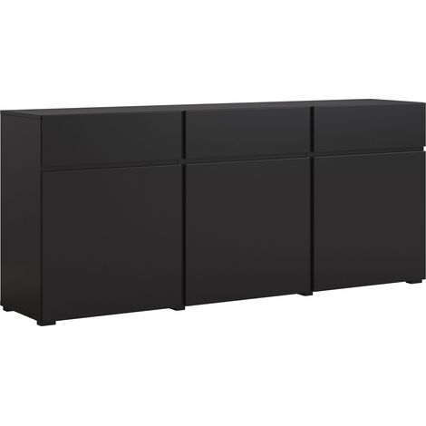 Cómoda Alfere 103, Negro, Con cajones y puertas, Número de cajones: 3, 78x180x40cm