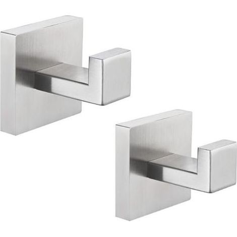 Ecleanfy - Lot de 2 crochets muraux en acier inoxydable SUS304 en nickel brossé pour salle de bain, peignoir/manteau pour salle de bain, cuisine, chambre, garage, hôtel