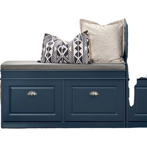 Banc de rangement pour chaussures, siège rembourré, design gain de place, Bleu (1/2)