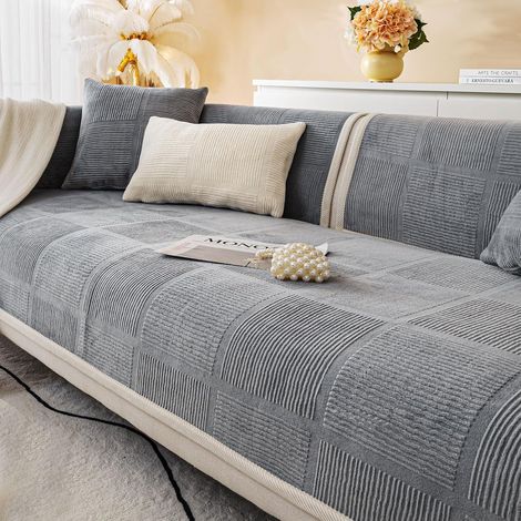 1 Housse de canapé d'angle,velours,tissu antidérapant,couleur unie,salon (1/5)