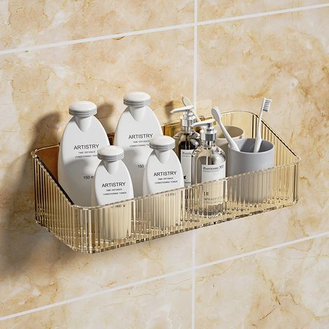 (C) Étagère de rangement murale pour cosmétiques, sans perçage, en plastique, pour salle de bain (1/5)