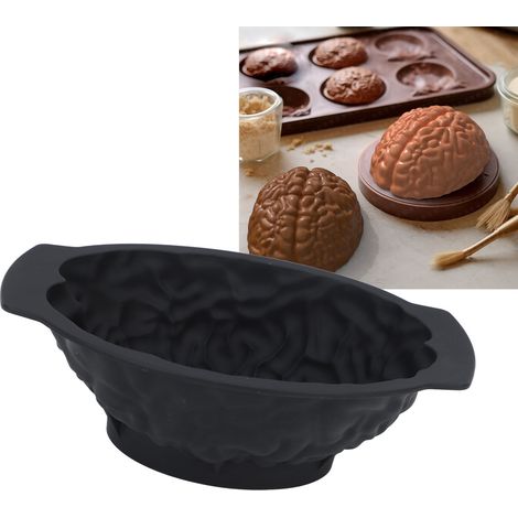 Schwarze Halloween-Gehirn-Silikonform, Backform in Form eines Gehirns (1/5)