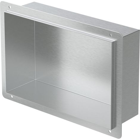 Luxebath – Niche de douche encastrable 30x10 cm – Acier inoxydable argent – Pas d'eau stagnante – Montage vertical/horizontal – Solution de rangement élégante