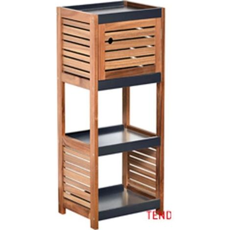 Meuble colonne bas en acacia 3 rangement de MadeInNature.