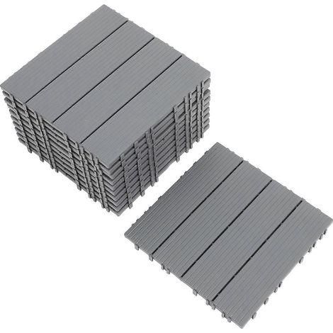 Dalles de terrasse en plastique gris imperméables, emboîtables, lot de 11 (1/5)