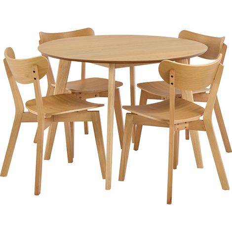Roxby Essgruppe Tisch mit 4 Stühlen natur, Eiche.