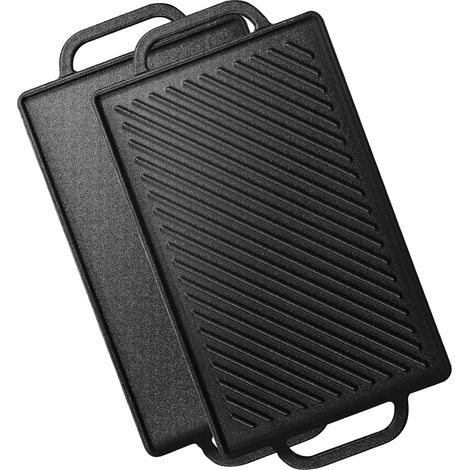 Wendbare Gusseisen-Grillplatte (32,89 cm) für Backofen, Herd, Grill oder Lagerfeuer, 1 Stück (1/5)