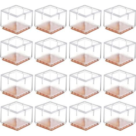 Lot de 16 Chaise jambe Sol protecteurs avec feutre Patins Caps Chaise de meubles Coussinets,Conseils Carré (1/5)