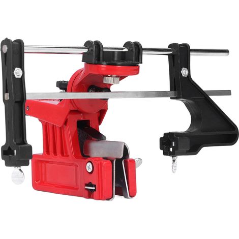 Guide de Réaffûtage pour Chaîne de Tronçonneuse - Monture Guidée en Acier Inoxydable Réglable Rouge - Outil de Précision pour Affûtage à Limer - Adaptable à Tous Types de Chaînes (1/5)