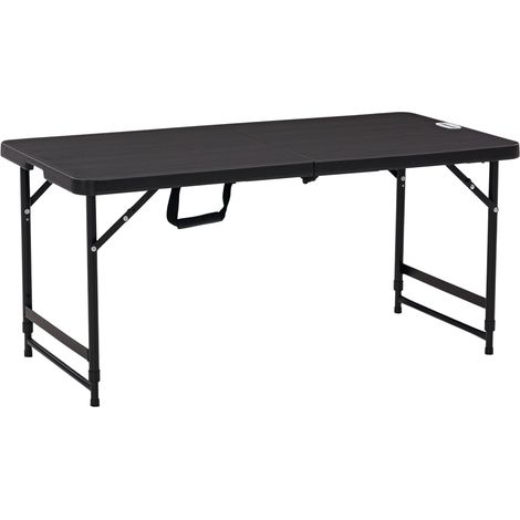 Outsunny Gartentisch klappbar Kunststoff 118 x 60 x 74 cm Wetterfest Klapptisch, rutschfest Buffettisch Campingtisch Balkontisch Terrassentisch Outdoor Esstisch für Garten, Terrasse Balkon Schwarz