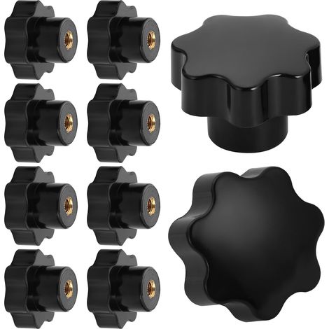 10 pièces M6 écrou en forme d'étoile, vis en étoile, noir, rondelles en plastique, bouton de serrage à filetage intérieur (1/5)