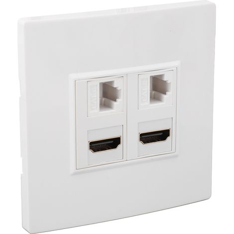 Plaque murale Ethernet 4 ports Cat6 HD (interface multimédia HD) Gigabit 4K HD pour ordinateurs, téléviseurs, disques durs et projecteurs (1/5)