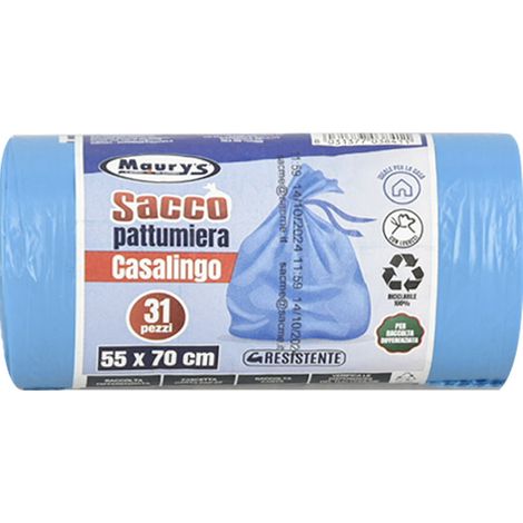 MAURY'S SACCHI PER PATTUMIERA 55X70 CM IN ROTOLO DA 31 PEZZI RESISTENTE