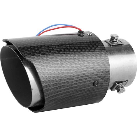 Tuyau d'échappement Queue Gorge Silencieux LED Pointe Garniture Remplacement De Voiture Entrée 63mm Sortie 90mm (Lumière Bleue) Embout d'échappement Embouts d (1/5)