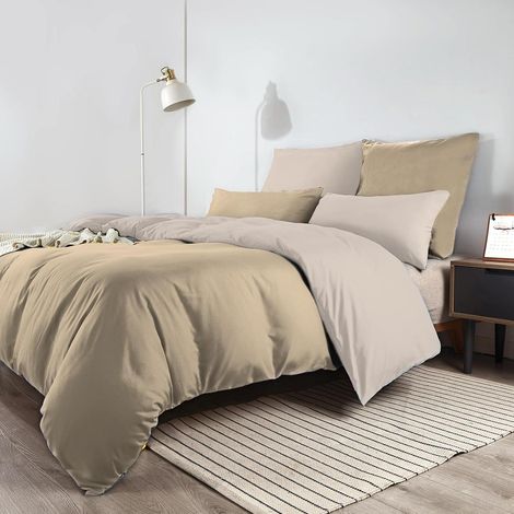 Bettwäsche 200x200 200 x 200cm + 2x 80 x 80cm 02 - Sandy Beige Beige (1/5)