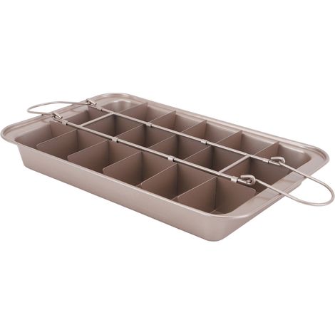 Dicke, quadratische Backform aus Edelstahl mit Antihaftbeschichtung, ideal für Brownies, Cupcakes und Brot.