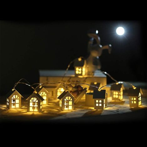 Lámpara nocturna de 2 m con 10 LED, luz blanca cálida, tipo lámpara decorativa, funciona con pilas, ideal para bodas, fiestas navideñas e iluminación decorativa - BUENA