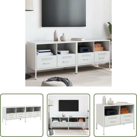 Metall-Schrank - TV-Schränke 2 Stk. Weiß 68x39x50,5 cm Stahl (1/5)