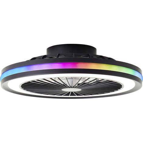 Plafonnier LED avec ventilateur 40 W – Couleur noir – Éclairage réglable 2700K à 6400K – Flux lumineux 5000 lm – Télécommande incluse – Brilliant (1/6)