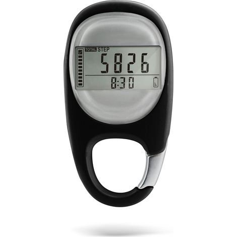 Podomètre 3D avec clip, podomètre de marche simple, enregistre les pas, les kilomètres, les calories brûlées et le temps d'activité. Mémoire de 7 jours pour hommes, femmes et enfants. (1/5)