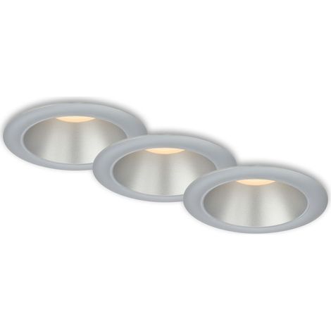 LED Einbauleuchten Bad 3er-Set Innenreflektor silber 4,9W Ø9,5 cm chrom Briloner