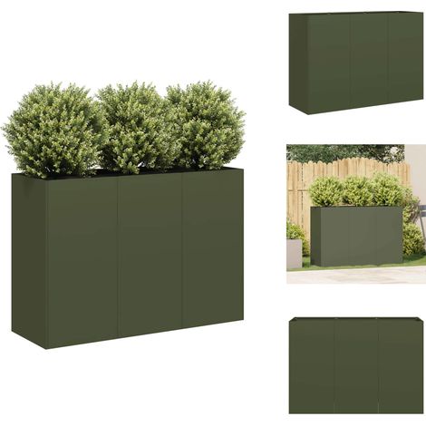 Pflanzkübel Olivgrün 120x40x80 cm Kaltgewalzter Stahl - Pflanzkübel - Pflanzgefäß - Pflanzschale - Hochbeet (1/5)