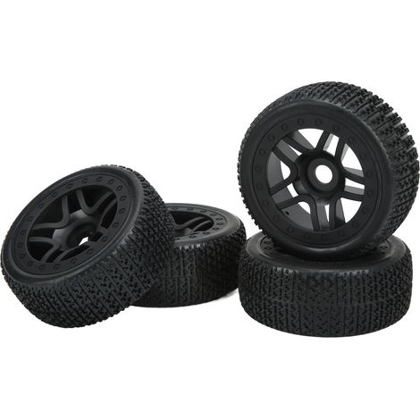 4 roues et pneus pour voiture RC (pneus en caoutchouc, moyeux en plastique) pour voitures télécommandées 1/7, 1/8 et 1/10 (1/5)