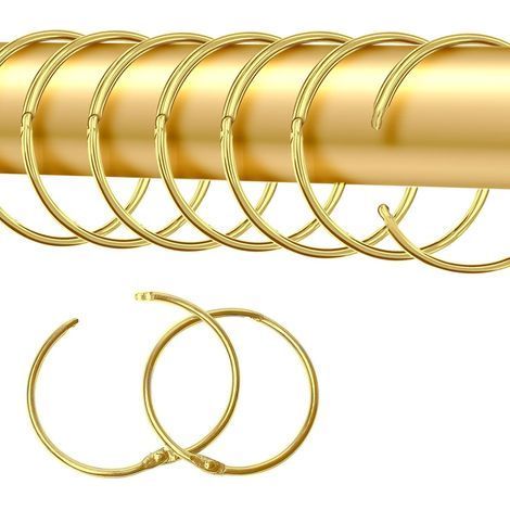 Lot de 20 anneaux de rideau dorés 50 mm avec clips en métal (1/5)