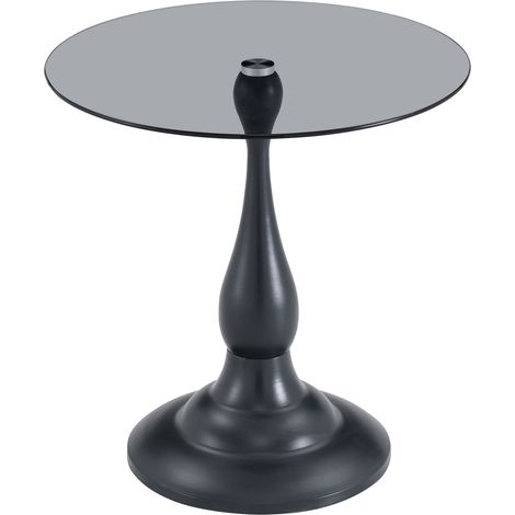 Mesa auxiliar redonda de vidrio templado negra HOMVRA (1/5)