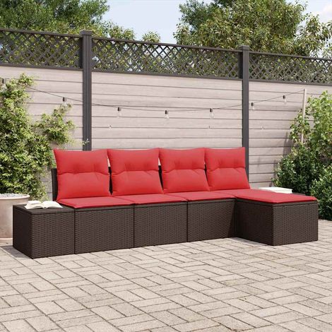 Teenpull – Sofa Set 5 Stk. Braun [Synthetisch]: Poly Rattan (1/5)