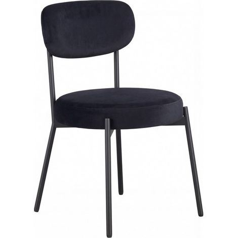 Smith Dining Chair (Set of 2) - Velvet/Metal - L49 x W48 x H80 cm - Black/Silver - Full Assembly Needed