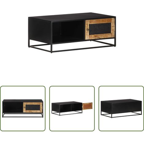 Bois de manguier - Table basse 90x50x35 cm Bois de manguier brut (1/5)