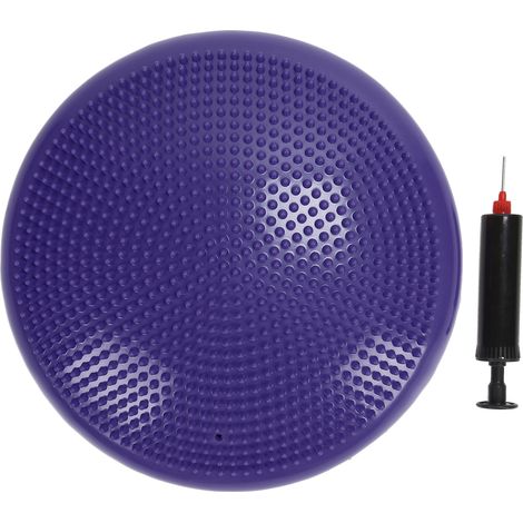 Coussin d'équilibre professionnel - Tapis de yoga rond violet, ballon de massage et d'exercice pour fitness et entraînement. (1/5)