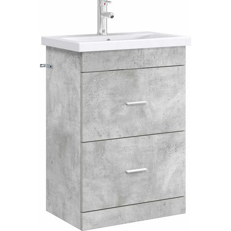 vidaXL Meuble sous lavabo de salle de bain Gris béton (1/3)