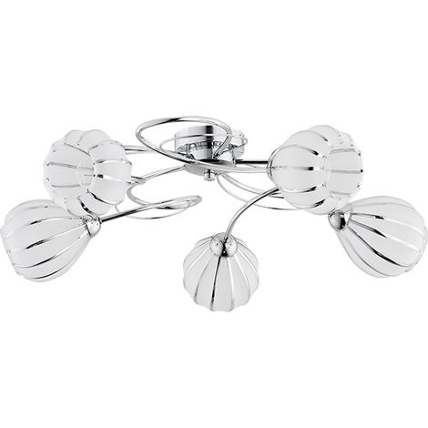 Plafonnier blanc/chrome bras torsadés 5xE14 10W REDA Alfa (1/2)