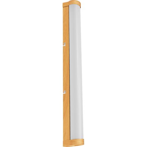 LEDVANCE ORBIS Tube LED-Spiegel-/Wandleuchte, gefrostetes Glas/Holzdekor, 12W, 1200lm, dimmbar, 3000/4000K über Wandschalter einstellbar, 60cm Durchmesser, IP44 Schutz vor Fremdkörpern/Spritzwasser