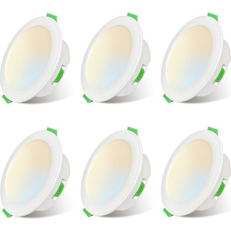 Spot LED Encastrable Salle de Bain IP44, Trou 55mm - 68mm, 230V, 4W, Blanc Chaud/Neutre/Froid, Spots de Plafond Extra Plat pour Cuisine Chambre Salon, Lot de 6 (1/5)